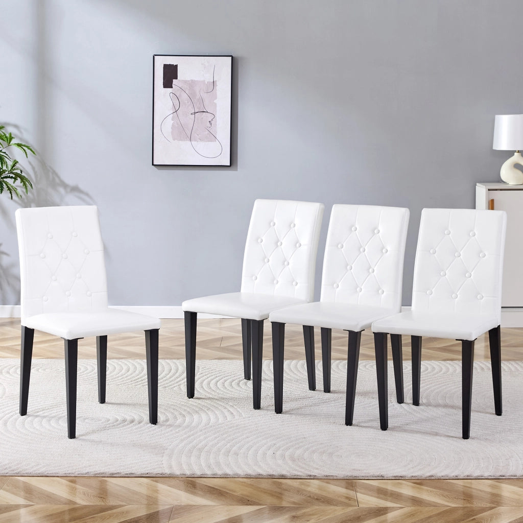 Set di 4 sedie da pranzo in bianco e nero: lusso discreto. La scelta ideale per le sale da pranzo in stile europeo, con gambe in metallo nero per una