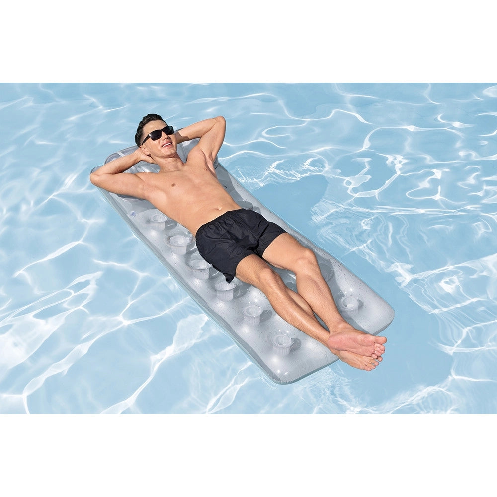 Trade Shop - Materasso Gonfiabile 188x71cm Argentato Trasparente Con Cuscino Per Piscina Lago 43024 -