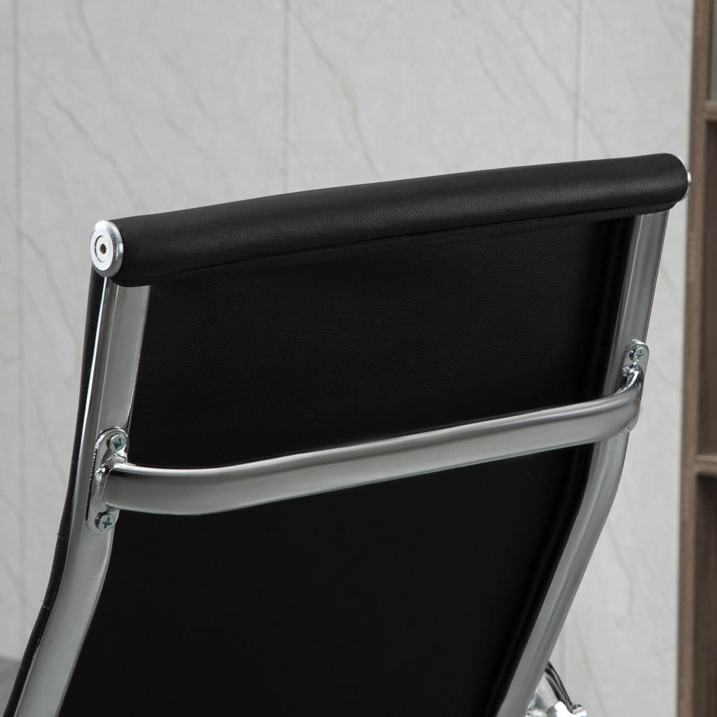 Sedia da ufficio ergonomica con funzione oscillante; altezza regolabile e ruote girevoli in similpelle nera