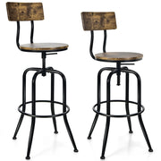 Set di 2 sgabelli da bar regolabili altezza da 69 a 76 cm con schienale ergonomico stile industriale metallo nero 20_0020458