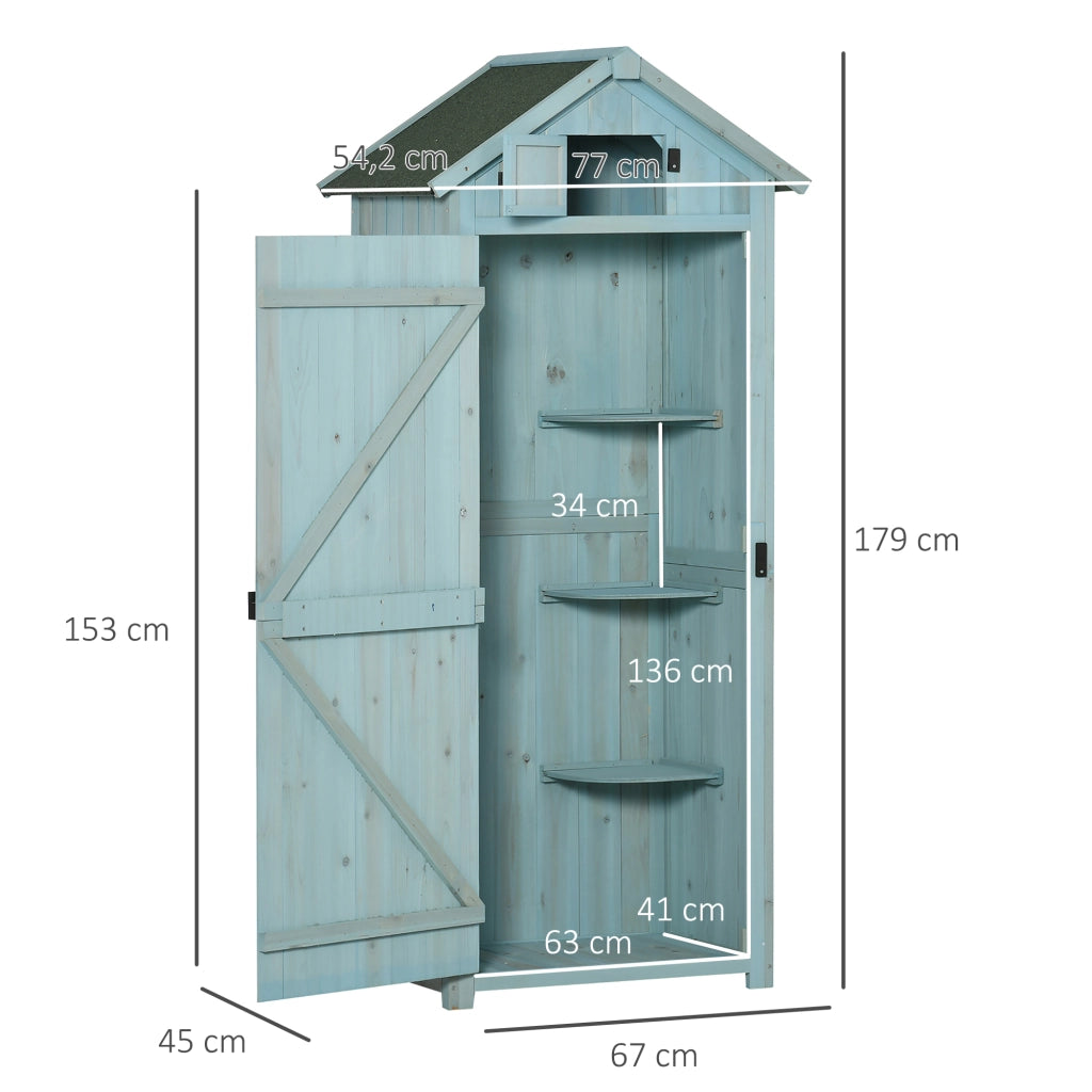 Armadio da giardino esterno ¨C Xylo ¨C legno massello sapin trattato blu 77x54x179cm