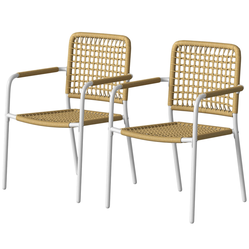 Sedie da Giardino Impilabili in Polyrattan con Braccioli e Schienale ¨C Xylo ¨C Giallo 55x57x82cm Set 2 Pezzi