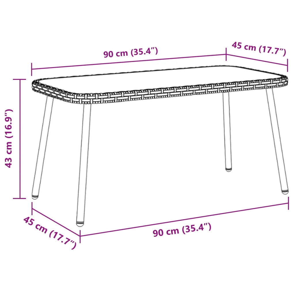 Tavolino da salotto Marrone e Nero 90 x 45 x 43 cm polyrattan 4108268