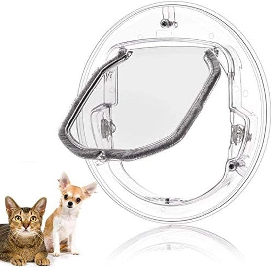 Porta per animali con chiusura a 4 vie - Adatto per piccoli gatti/cani - Realizzato in ABS resistente - Dimensioni porta 11,8 x 11,8 x 1,6 pollici