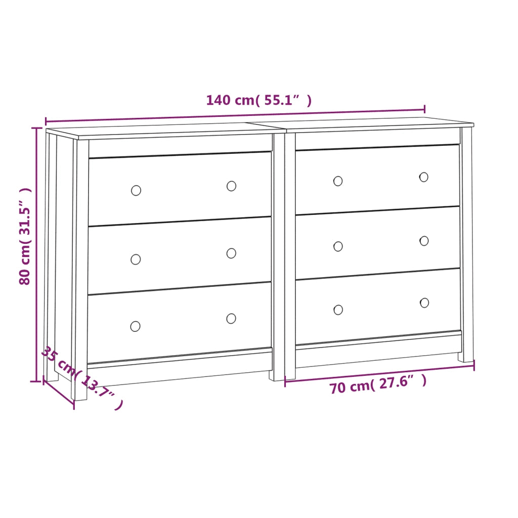 Credenza-Buffet-Armadio da cucina 140x35x80 cm in Legno Massello di Pino