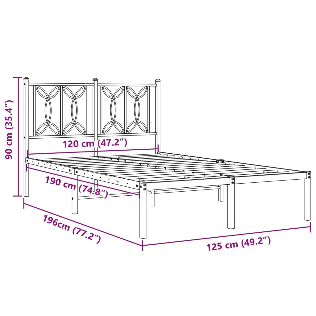 Giroletto con Testiera-Struttura Letto con testiera in Metallo Nero 120x190 cm 207122