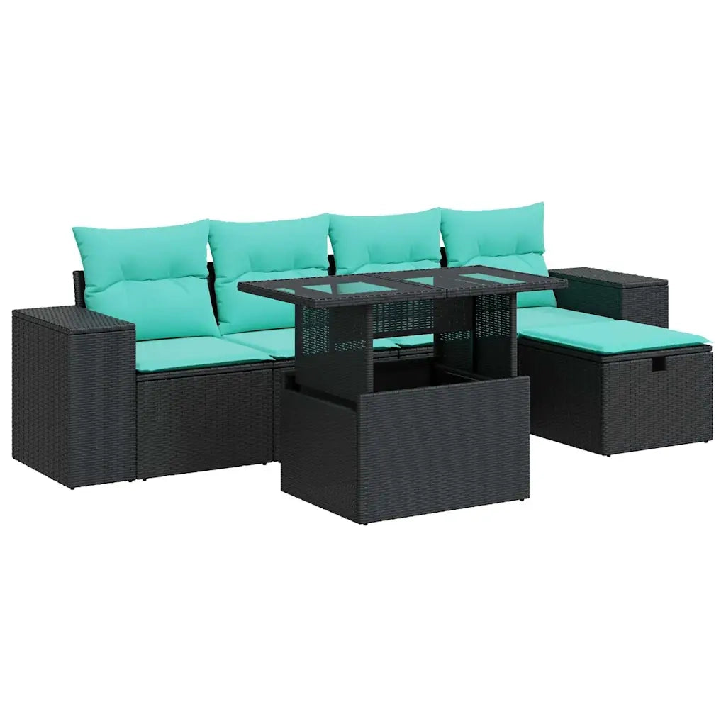 Set Divano da Giardino 6pz con Cuscini Grigio Polyrattan Acacia 3327927