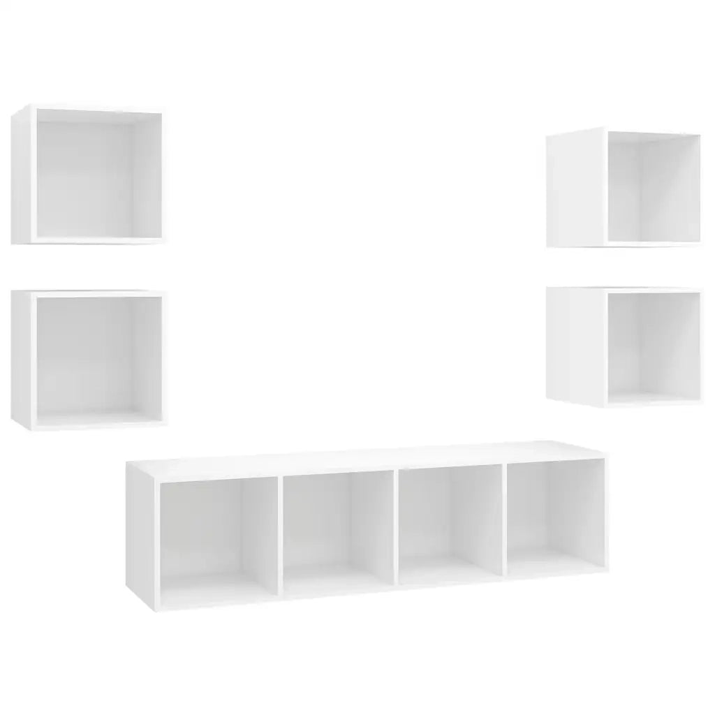 Set Mobili Porta TV 5 pz | Armadietto TV | Mobile Porta TV Bianco in Legno Multistrato
