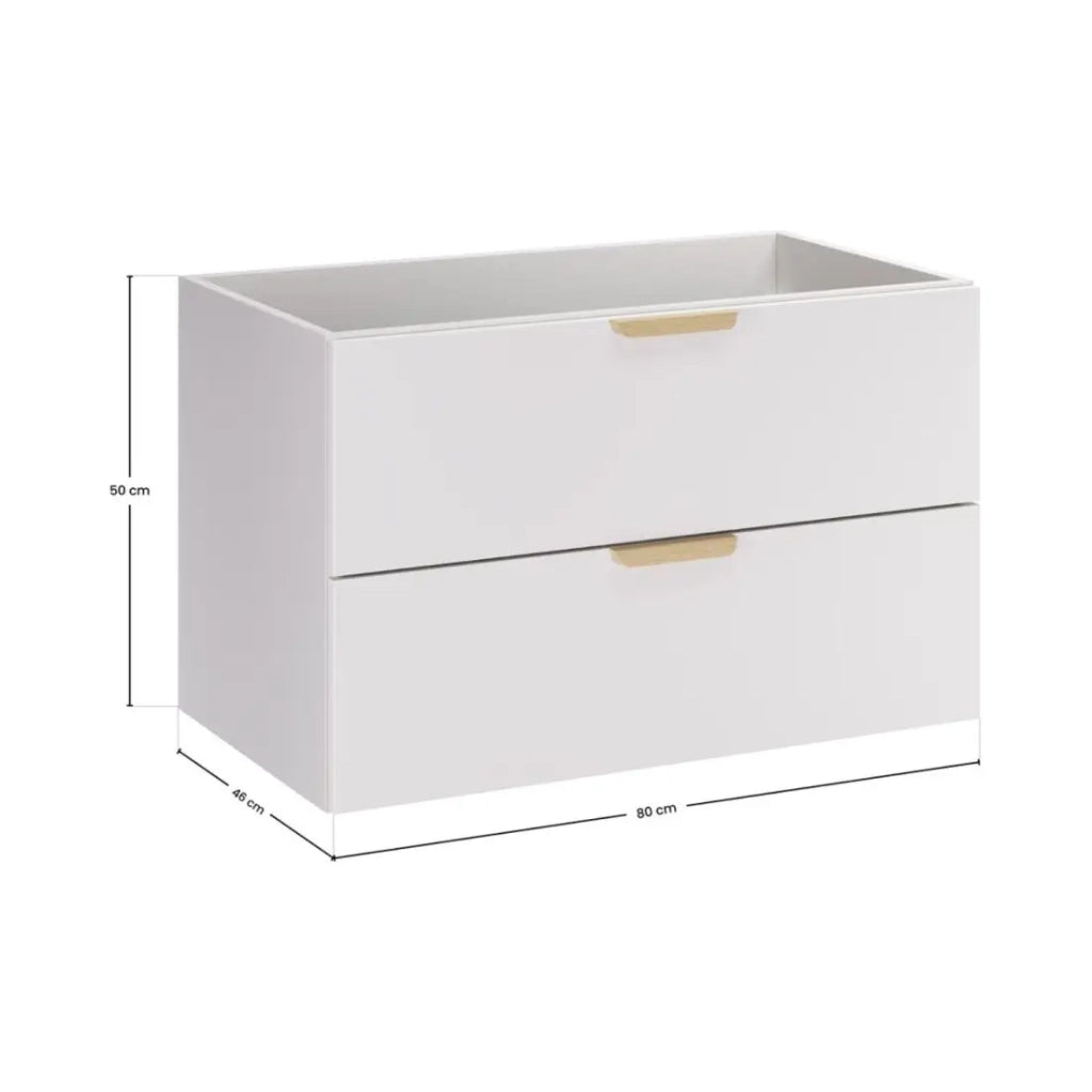 Set da bagno sospeso OSTER 80cm: mobile sotto lavabo con cassetti bianco + lavabo incassato bianco