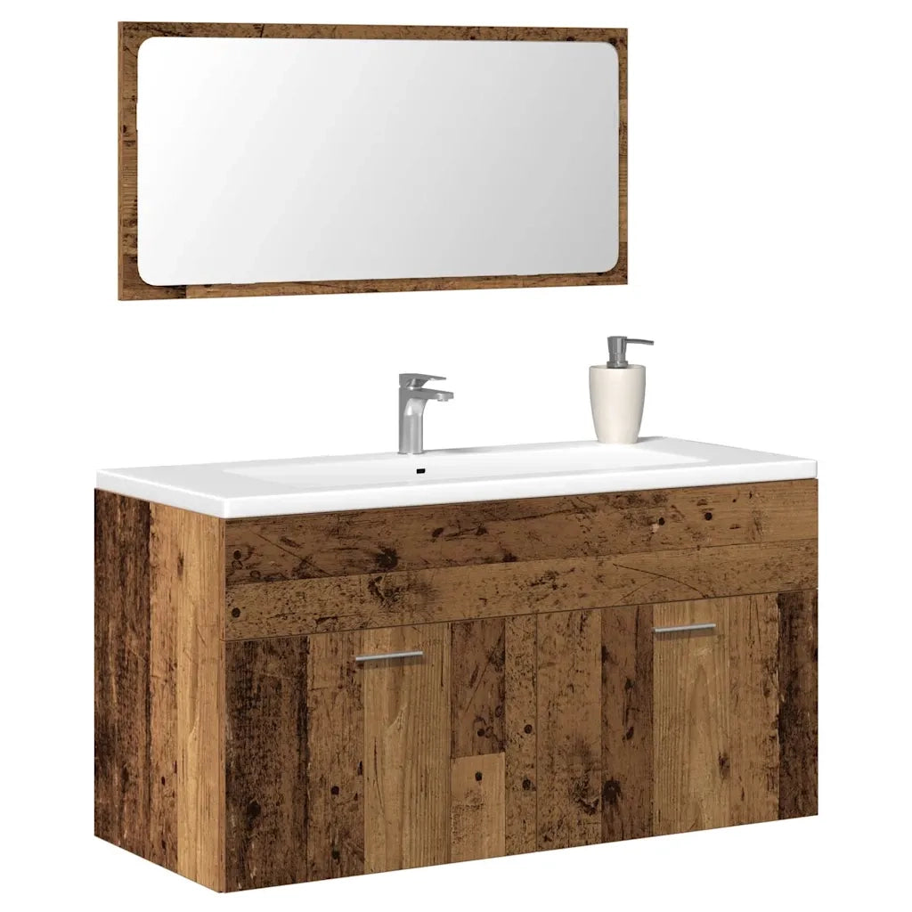 Mobile da Bagno | Armadio da bagno con Specchio in Legno Antico Legno Multistrato
