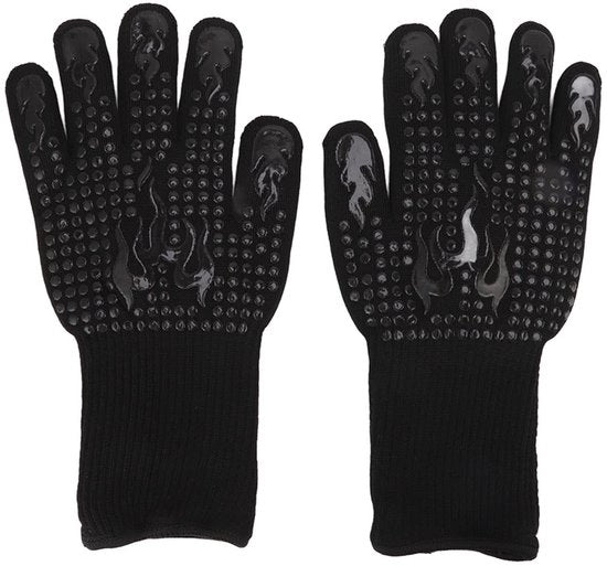 Manopole per forno Resistente al calore 800°C - Silicone - Lavabili - Lunghe maniche - Manopole BBQ - Resistenti alle fiamme - Manopole per griglia