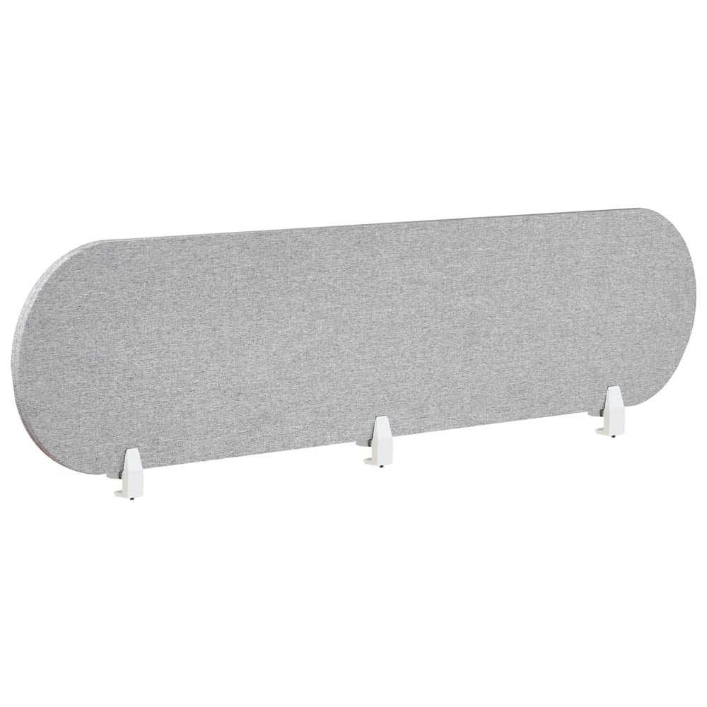 Pannello divisorio grigio chiaro in tessuto PET Board 180 x 40 cm Schermo acustico Morsetti di montaggio modulari Casa Ufficio
