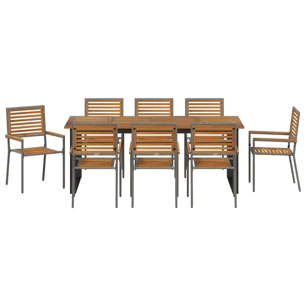 Set da Pranzo per Giardino 9 pcs Grigio