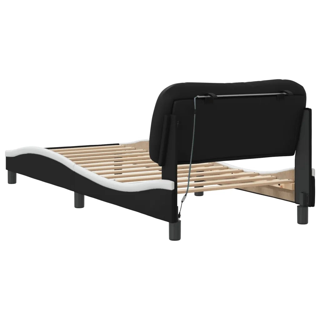 Giroletto con LED senza Materasso-Struttura Letto Hvar Nero e Bianco 90x200 cm