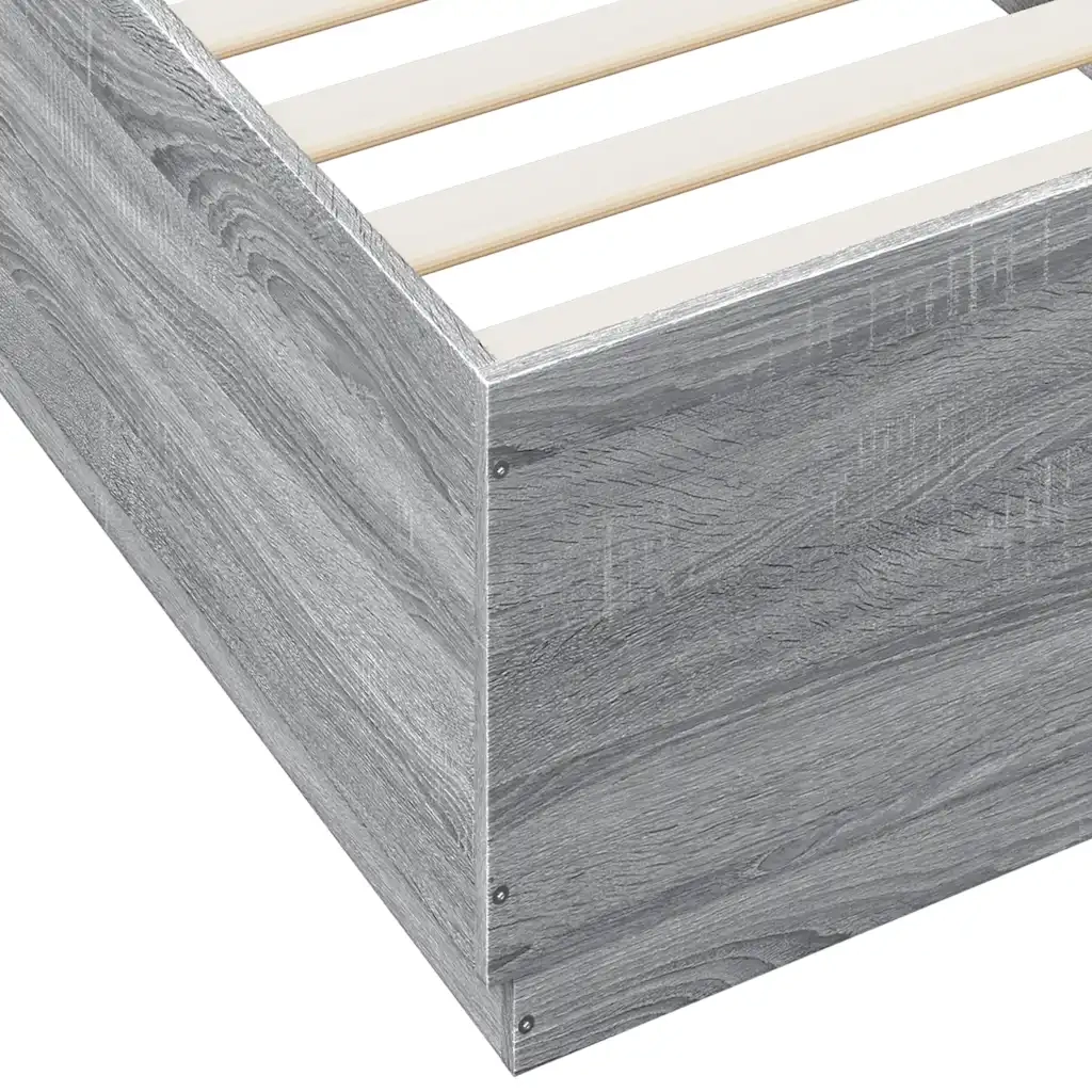 Letto singolo | Letto per adulti | Giroletto Grigio Sonoma 100x200 cm in Legno Multistrato
