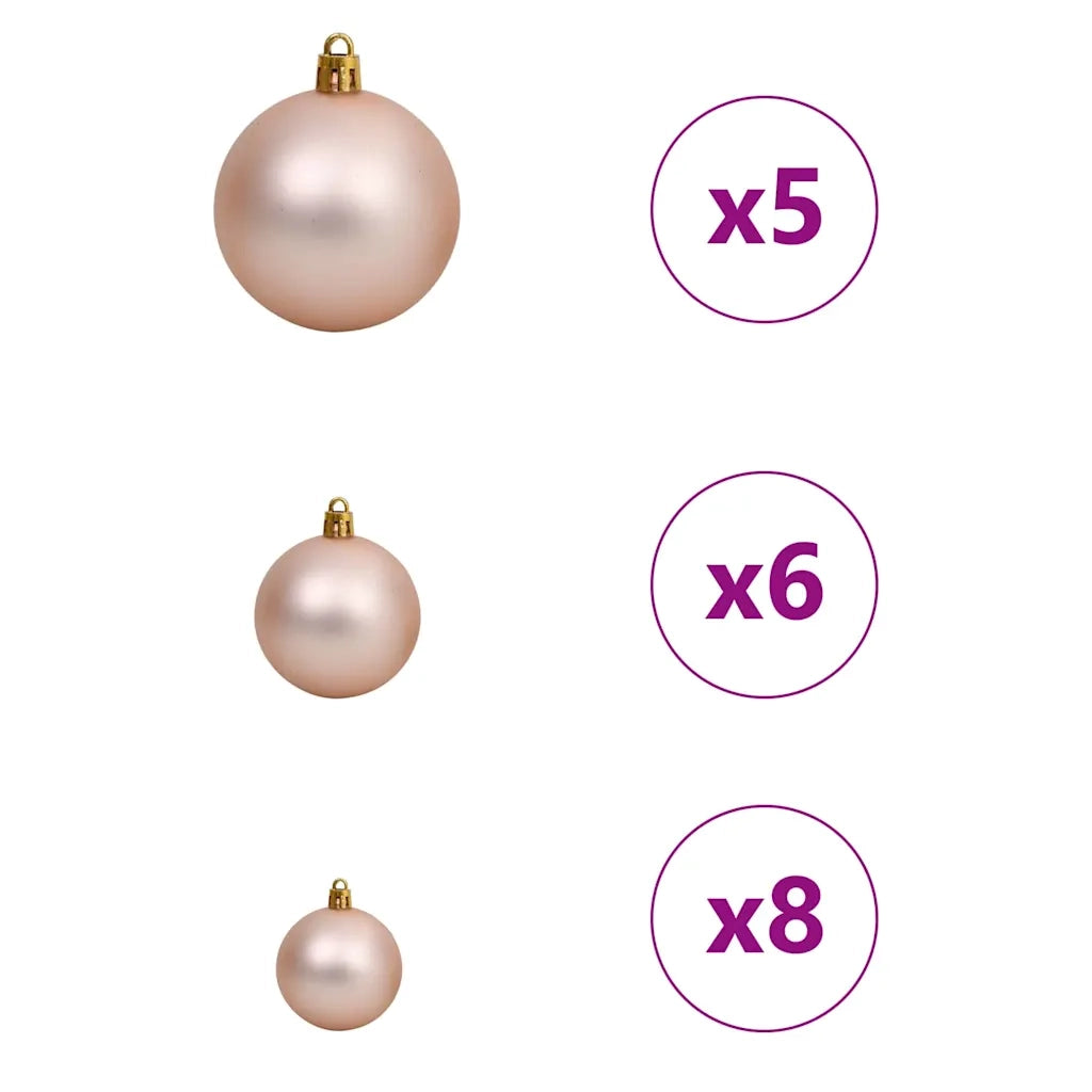 Albero di Natale | Decorazioni natalizie artificiale con luci integrate Rosa 150 cm PVC