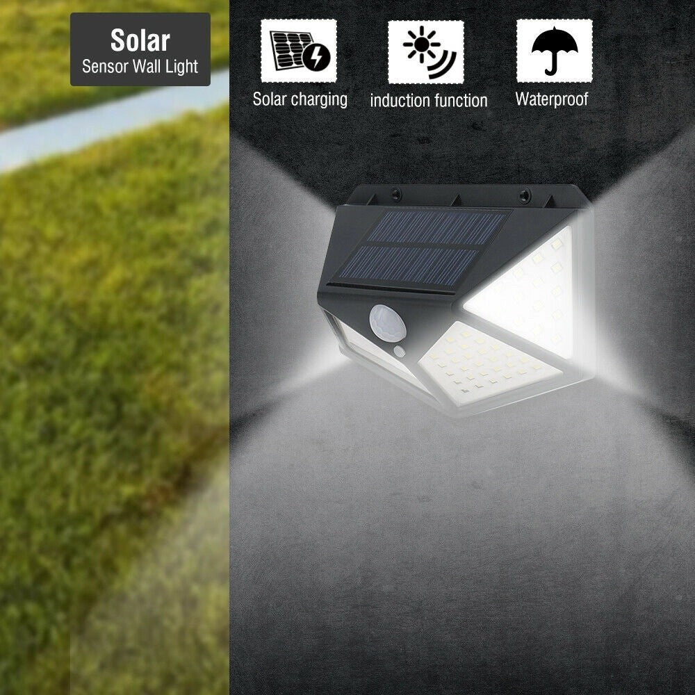 Trade Shop - Lampada Luce Faretto Faro Esterno Energia Solare 100 Led Sensore Movimento -