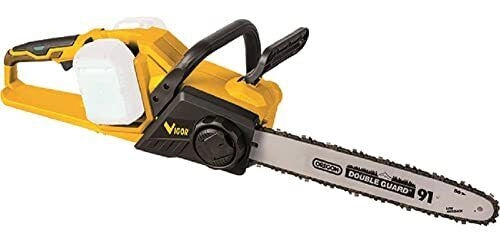 Vigor 4512230 Elettrosega a Catena Brushless 40V Barra Oregon 35 cm Catena Oregon 3-8'' 52 Maglie Tendicatena Rapido Corpo Macchina