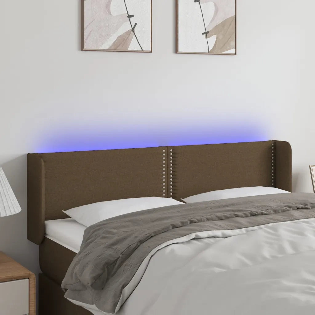 Testiera a LED Marrone Scuro 147x16x78/88 cm in Tessuto 3123097