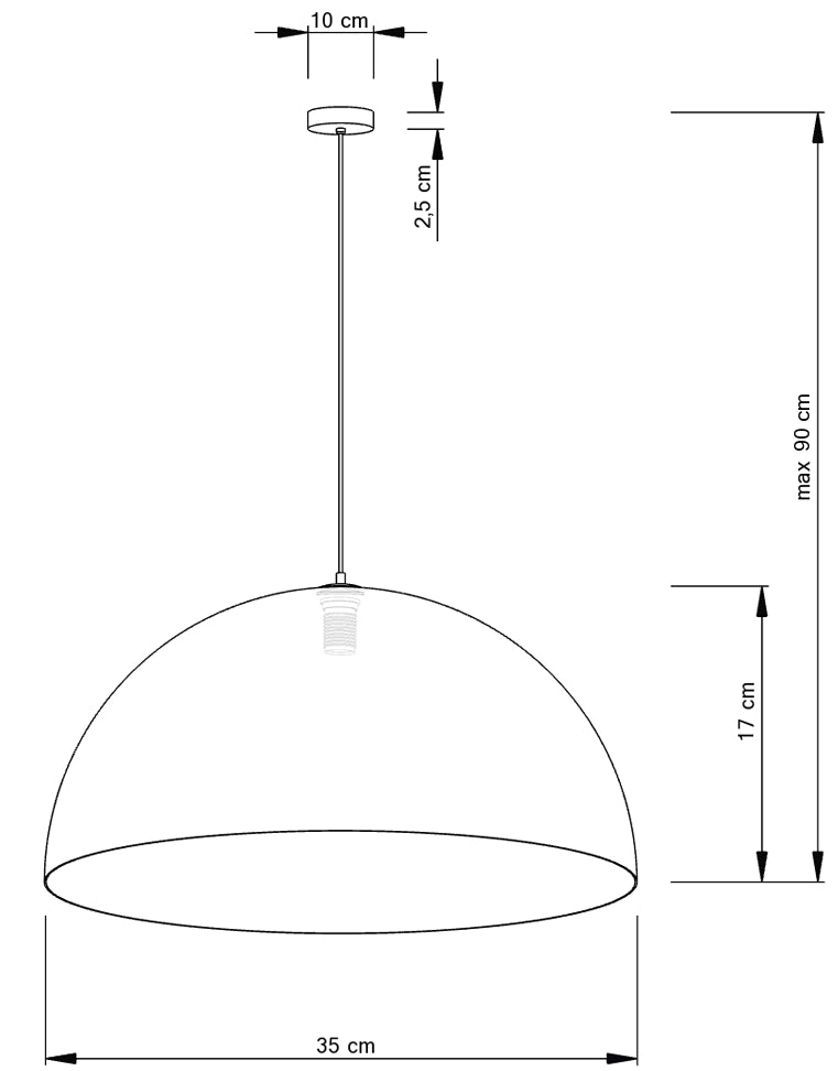 Lampada a sospensione Sfera nero rame Ø35 E27 Sigma