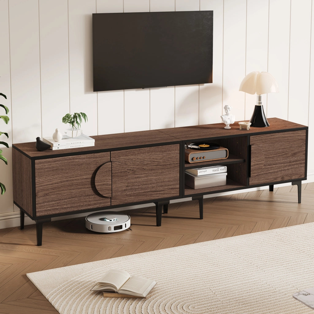 Mobile TV con 3 ante e 2 vani aperti - per soggiorno - 180 x 35 x 49 cm - noce scuro
