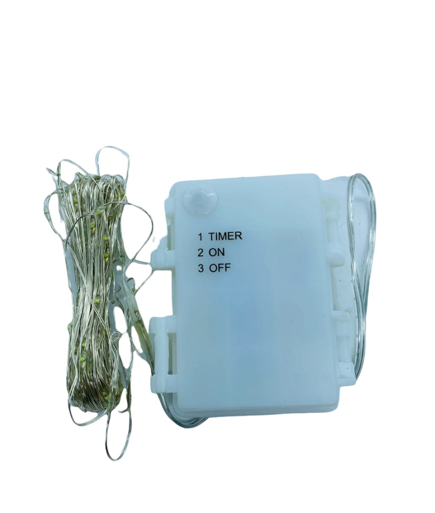 Catena luminosa led di Natale filo rame 100 micro led batteria 10MT luce fredda