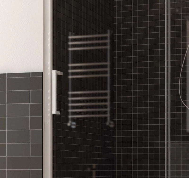 Porta box doccia un lato scorrevole pvc bianco e cristallo 6mm h.190cm Forglas Trasparente 6mm,120/110 cm