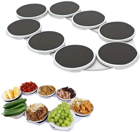Tavolo Rotante 360 Gradi - Tavolo da Pranzo - Tavolo da Cucina - Tavolo con Base Stabile - Montaggio Facile - Disegno Modulare - Tavolo Rotante con Superficie Circolare