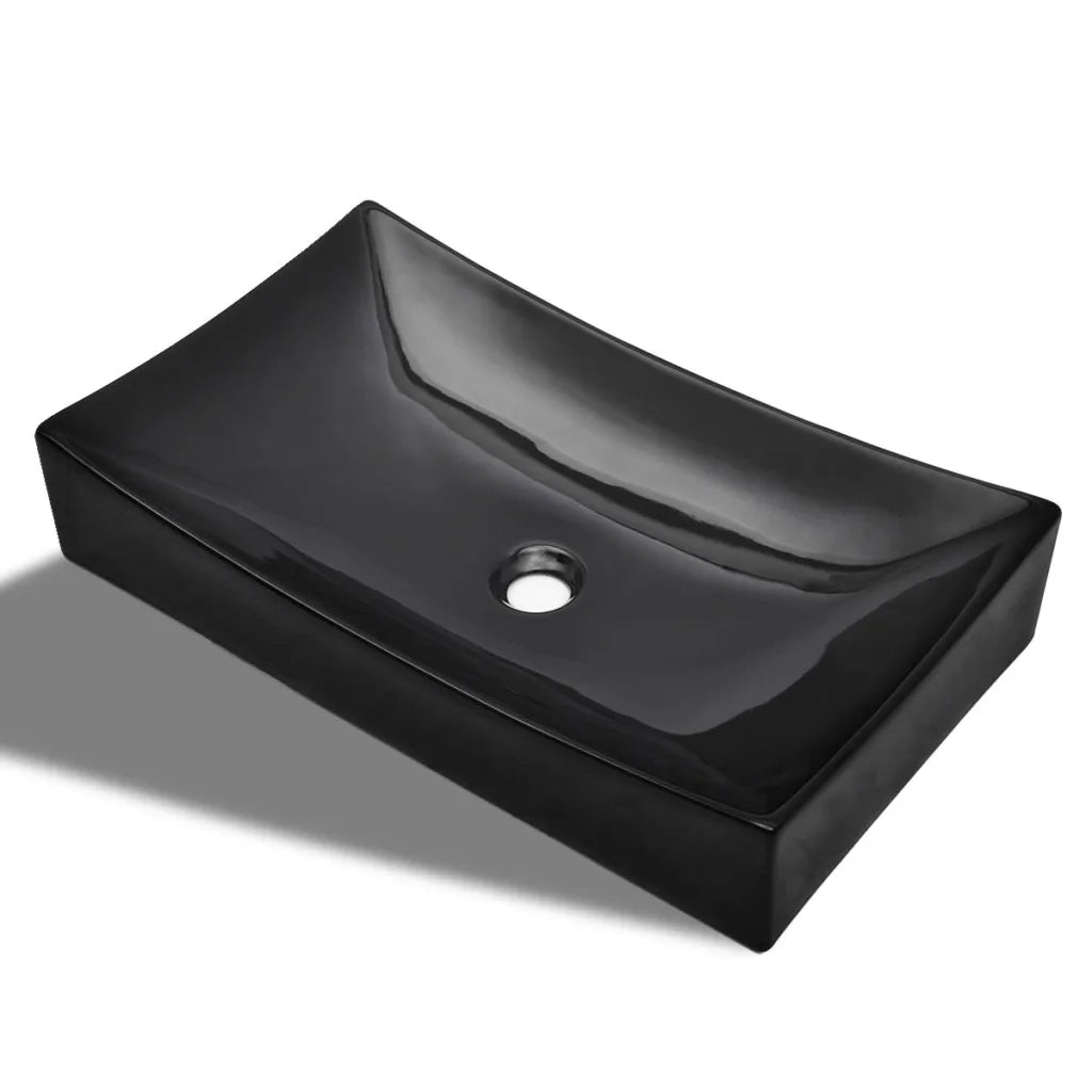 Lavandino da Bagno-Lavabo-Lavello in ceramica nera rettangolare 751556