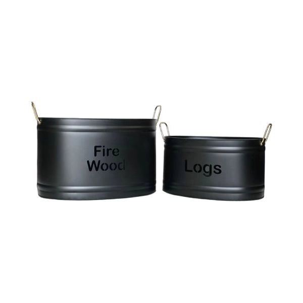 Porta legna amicasa 28776 ovali set 2 pz (44x25 e 51x35 cm) manici ott