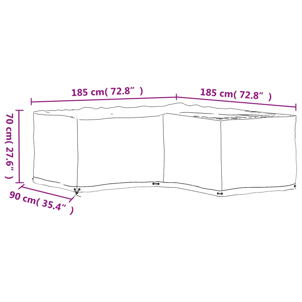 Copertura Mobili da Giardino a L 12 Occhielli 185x185x70 cm 319313