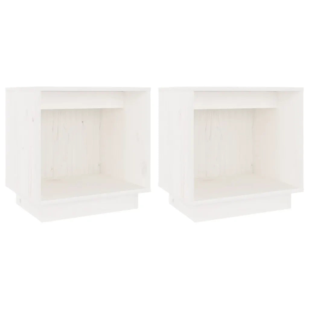 Comodini 2 pz Bianchi 40x30x40 cm in Legno Massello di Pino 813338