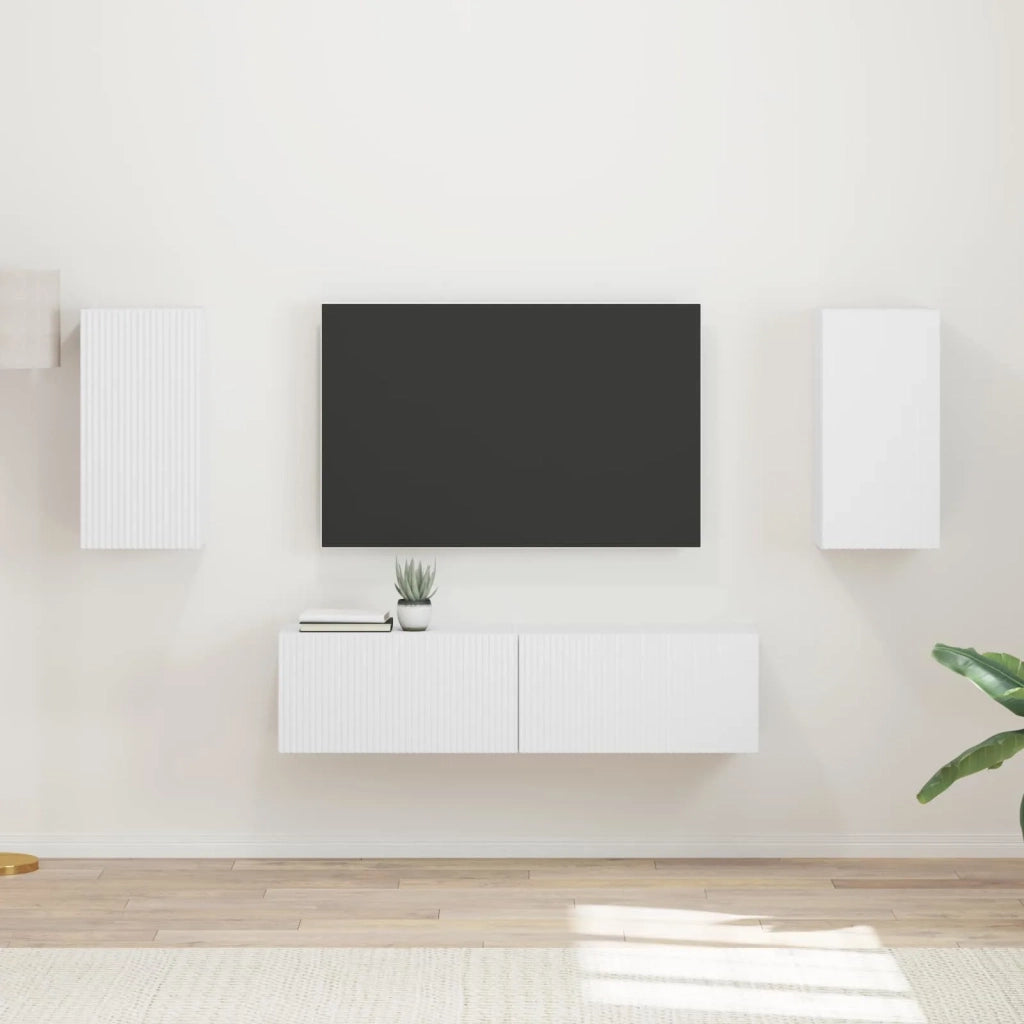 Set mobile TV 4 pcs Bianco Legno multistrato