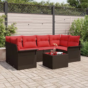 Set Divano da Giardino 7 pcs Beige e Rosso polyrattan 3353933