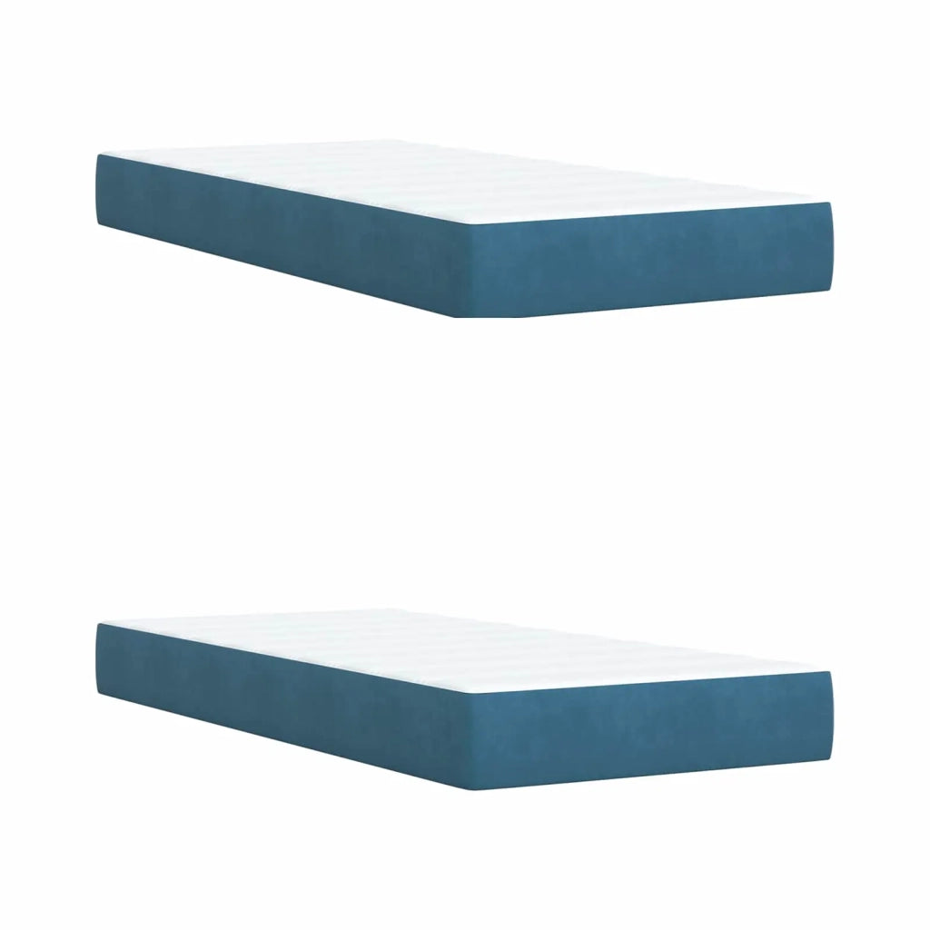 Letto ottomano con materasso 2 pcs Blu Scuro Velluto 3456736
