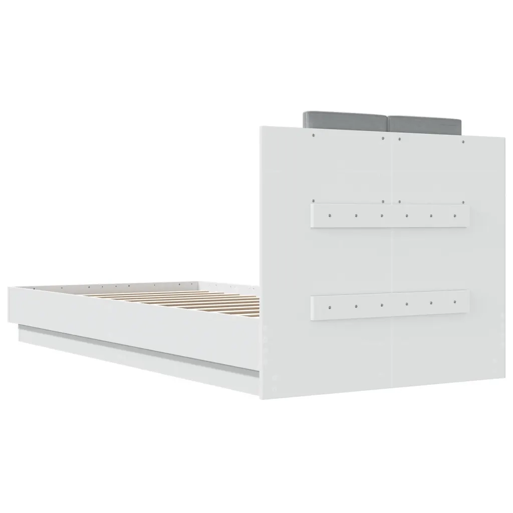 Letto singolo | Letto per adulti | Giroletto con Testiera e LED Bianco 90x200 cm