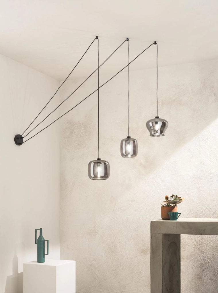 SOSPENSIONE VERVE-1 1 LUCE FUME' ATTACCO E14 SENZA BASE D' ATTACCO D.21CM