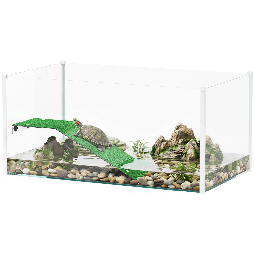 Acquario per Tartarughe con Piattaforma e Rampa ¨C Minimal ¨C 60x35x28 Bianco