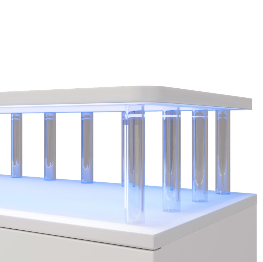 Sideboard bianco 160x40x75 cm con LED; ante e cassetti in MDF e acrilico