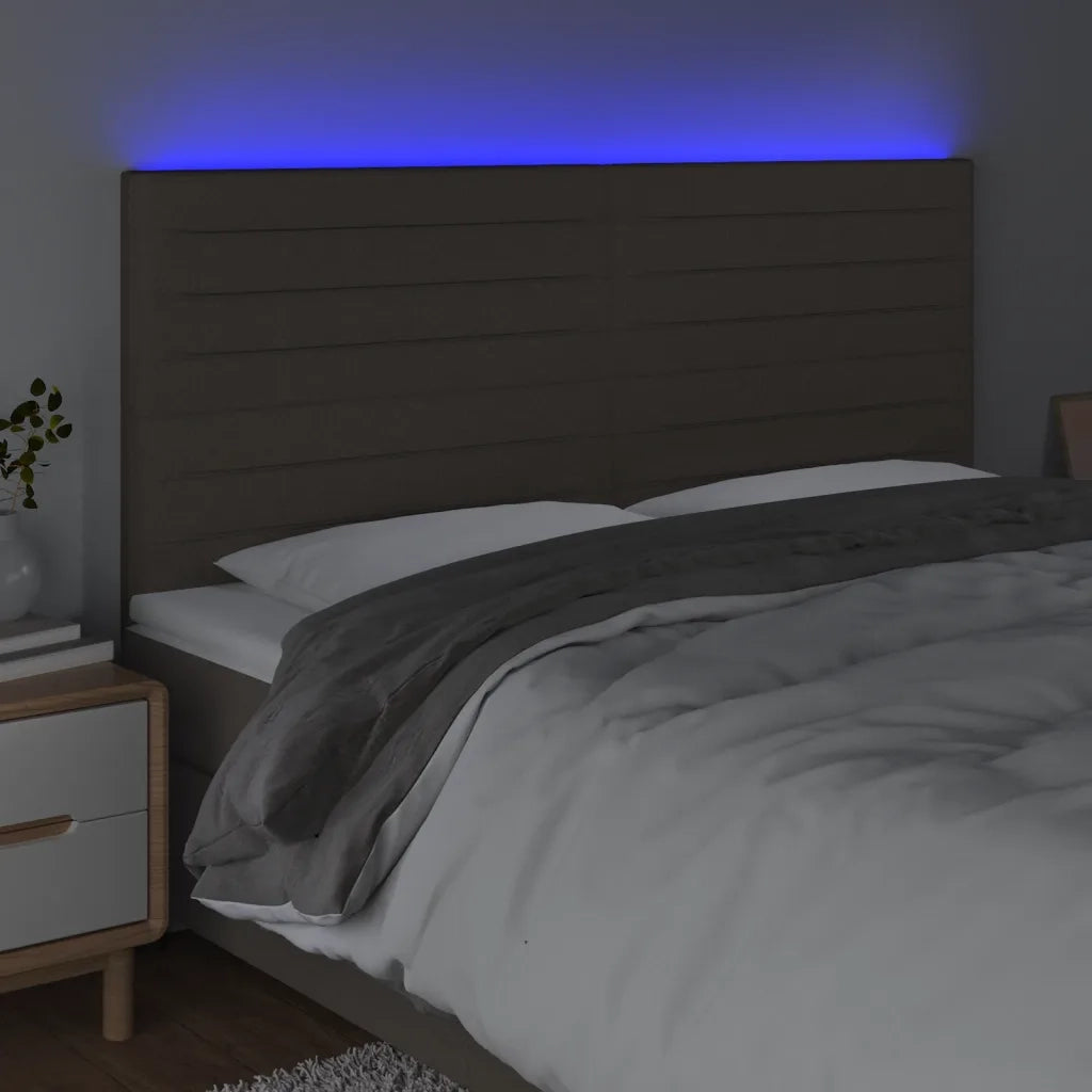 Testiera | Testata a LED Tortora 160x5x118/128 cm in Tessuto