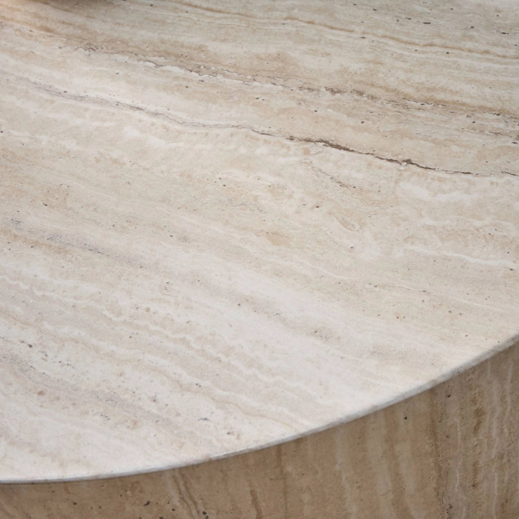 Tavolino rotondo, beige travertino