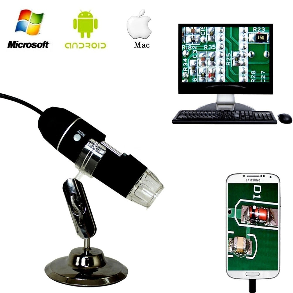 Trade Shop - Microscopio Usb Digitale 40x 1000x Pc Notebook Foto Video 8 Led 2.0 Mpx Staffa -