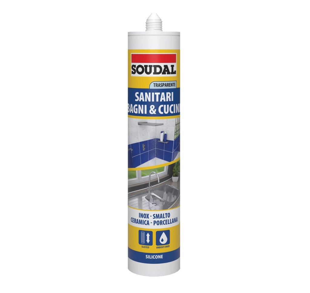 SILICONE ACETICO SANITARI SOUDAL 300 ml - Trasparente - SOUDAL