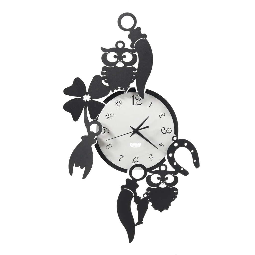 Orologio da parete di design portafortuna Good Luck Nero e bianco marmo
