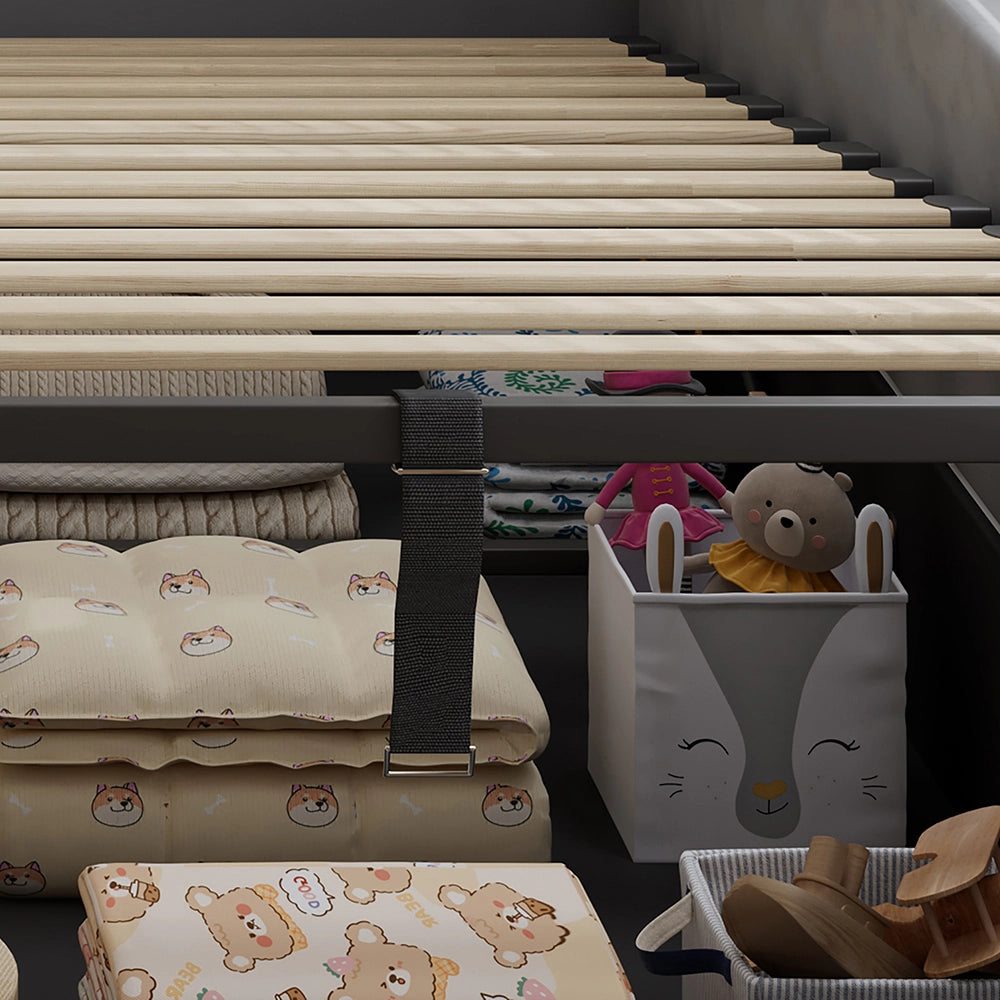 Letto Singolo Idraulico con Contenitore 90x200cm - Xylo - Velluto Grigio con Sponde Morbide