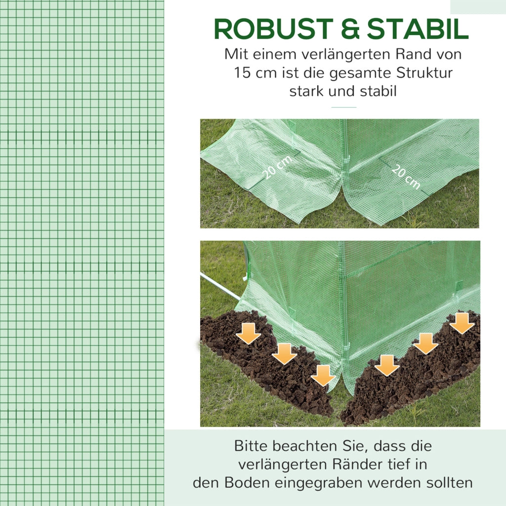 Telo di ricambio per serra a tunnel da giardino 9 m2, dimensioni 3L x 3W x 2H m, PE anti-UV impermeabile, 6 finestre + porta avvolgibile con