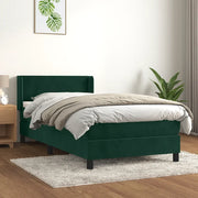 Giroletto a Molle con Materasso-Struttura Letto Verde Scuro 90x190 cm Velluto 599184