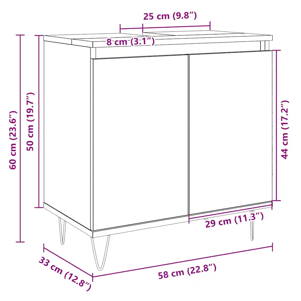 Mobile da Bagno | Armadio da bagno Rovere Sonoma 58x33x60 cm in Legno Multistrato