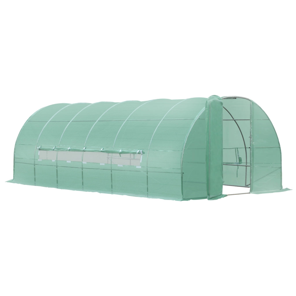 EasyComfort Serra per Orto a Tunnel con Porta e 8 Finestre, Serra da Giardino in PE e Metallo Zincato, per Coltivazaione Piante, 600x300x200cm