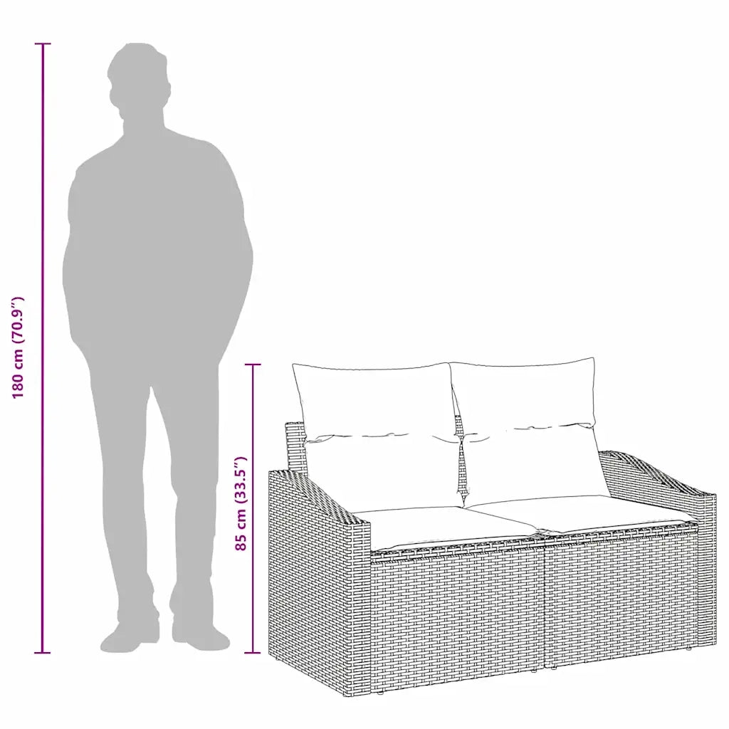 Divano da giardino con cuscino 123 x 62 x 69 cm polyrattan 42006772